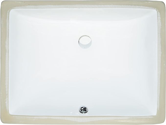 MSI 20.375” (L) x 15.125” (W) x 7.625” (H) Rectangle Porcelain Ceramic Undermount Bathroom Vanity Vessel Sink, White