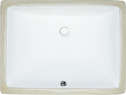 MSI 20.375” (L) x 15.125” (W) x 7.625” (H) Rectangle Porcelain Ceramic Undermount Bathroom Vanity Vessel Sink, White