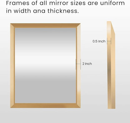 Bathroom Mirror for Wall, 28 X36 Inch (Brushed Gold Frame) | Thick Metal Framed, HD Reflection, Anti-Rust, Hang Horizontally/Vertically, Suitable for Bathroom, Farmhouse, Entryway