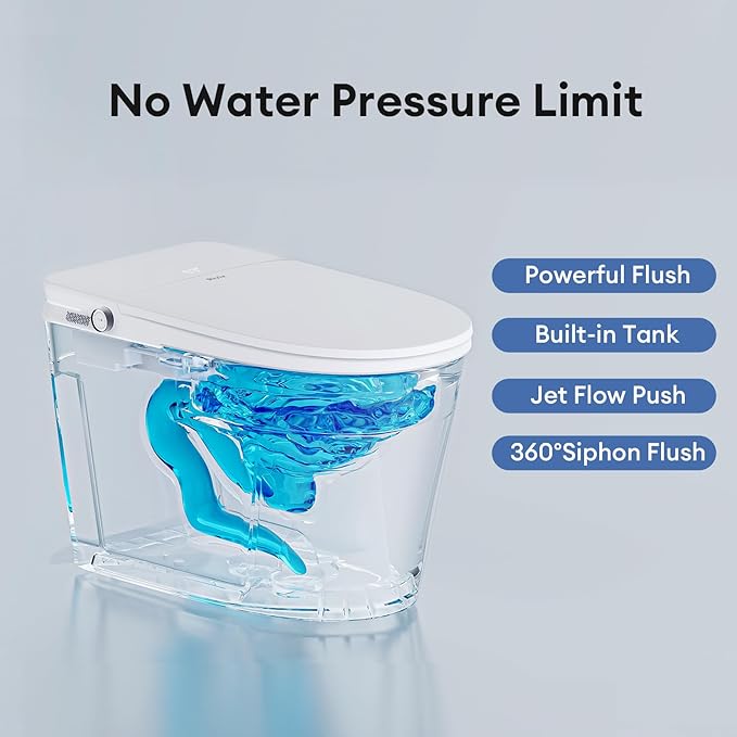 Ceramic Smart Toilet with Bidet Built In, Bidet Toilet ADA Comfort Height Elongated One-Piece Toilet,Toilet With Bidet 3 Multi-Functional Cleaning Modes Night Light Heated Seat S20