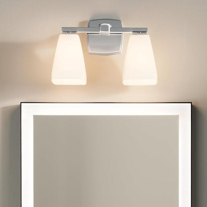 Kichler Marant 14.25" 2-Light Vanity Light with Opal Glass in Chrome, for Bathroom, Powder Room, Over a Mirror, (14.25" W x 9.5" H), 55215CH