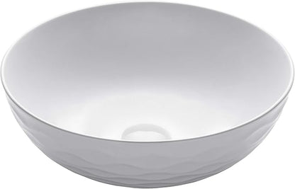 KRAUS Viva™ Round White Porcelain Ceramic Vessel Bathroom Sink, 16 1/2 in. D x 5 1/2 in. H, KCV-200GWH