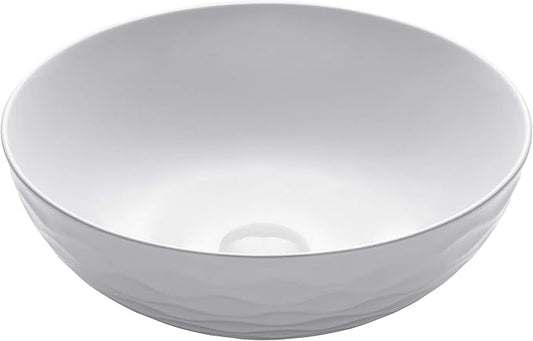 KRAUS Viva™ Round White Porcelain Ceramic Vessel Bathroom Sink, 16 1/2 in. D x 5 1/2 in. H, KCV-200GWH