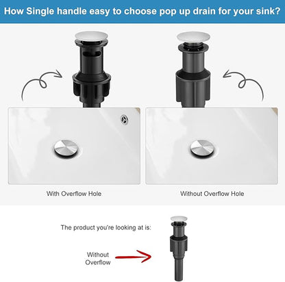 RUMOSE Tall Brushed Nickel Bathroom Faucet with Pop Up Drain Modern Single Handle One Hole Bathroom Vessel Sink Faucet Waterfall Spout Rv Lavatory Vanity Faucet Deck Mount Mixer Tap, Stainless Steel