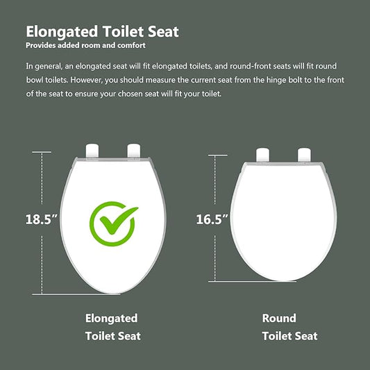 Soft Close Toilet Seat, Fit Elongated and Oval Toilets, Quick Release Hinges for Easy Clean, Two Mounting Options for Easy Installing, Heavy Duty, Never Loosen, White