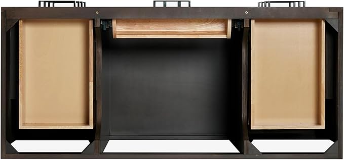 ARIEL Hepburn 48-inch Bathroom Vanity Base Cabinet,Solid Wood, 2 Soft Closing Doors, 9 Dovetail Drawers, Brown Oak