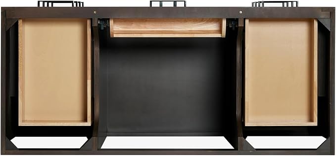 Isabella 48-Inch Brown Oak Single Bathroom Vanity with Sink, 1.5-Inch Edge Carrara White Quartz Countertop & 4" Backsplash, Soft-Closing Doors & Drawers, Solid Oak Wood Construction