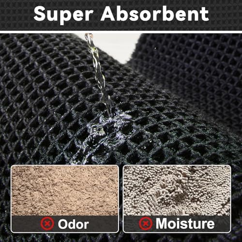 Triohero Black Waffle Runner Rug Bathroom, Long Boho Bath Mat, 24x60