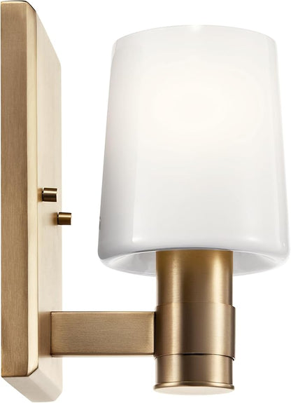 Kichler Adani 1-Light Wall Sconce, Modern Light with Opal Glass in Champagne Bronze, for Bathroom, Powder Room, Kitchen, Bedroom, or Hallway (8.5" x 5"), 55174CPZ