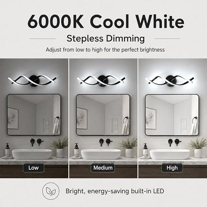 Modern Black LED Vanity Lighting,Bathroom Light Fixture Over Mirror,21 Inch,6000K Cool White