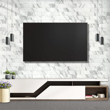 AULIGET 4-Piece White Marble Look Peel and Stick Backsplash Wall Tiles, 3" x 6" PVC Faux Stone Stick on Tile for Backsplash Kitchen, Bathroom, Laundry Room, Camper, Fireplace