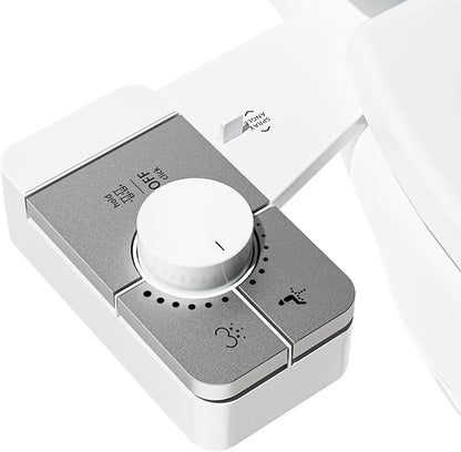 SAMODRA Bidet Attachment for Toilet, Non-Electric Fresh Cold Water Bidet Toilet with Angle Control Dual Nozzle, Adjustable Water Pressure & Self Cleaning Nozzle (1 Unit, Silver)