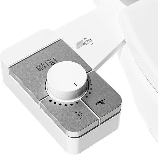 SAMODRA Bidet Attachment for Toilet, Non-Electric Fresh Cold Water Bidet Toilet with Angle Control Dual Nozzle, Adjustable Water Pressure & Self Cleaning Nozzle (1 Unit, Silver)