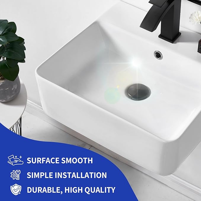 18.1 x 16.5 inch Modern White Rectangle Wall Mounted Bathroom Sink, Mini Floating Bathroom Vessel Sinks, Small Porcelain Corner Wall Mount Sink for Rvs, Restroom, Toilet
