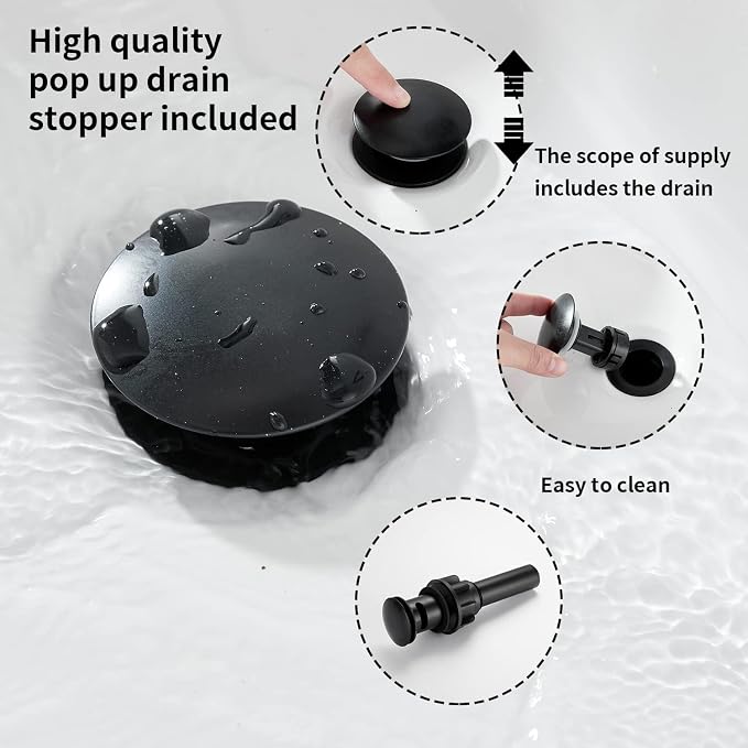 Oil Rubbed Bronze Bathroom Faucet Single Handle One Hole Bathroom Vanity Faucet Basin Mixer Tap Matching Pop Up Drain with Overflow