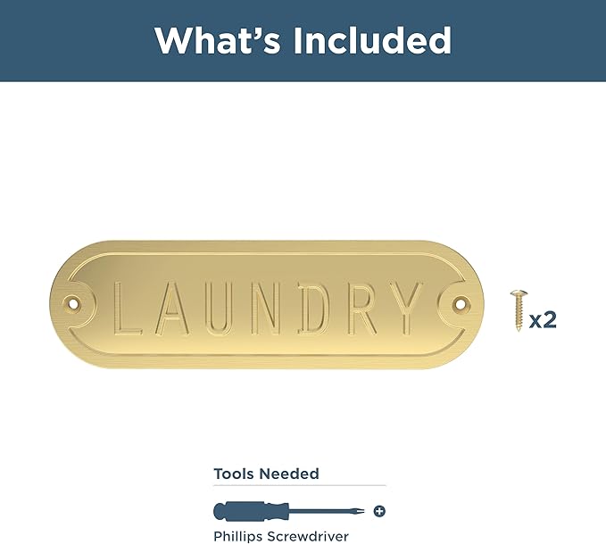 Franklin Brass Derby Laundry Door Sign Metal Interior Door Plaque in Brushed Gold HHIDPL-BRG-U
