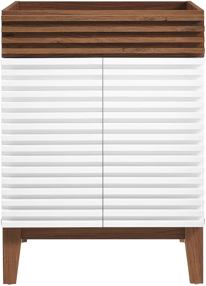 Modway Render Bathroom Vanity Cabinet in White Walnut - Sink Basin Not Included