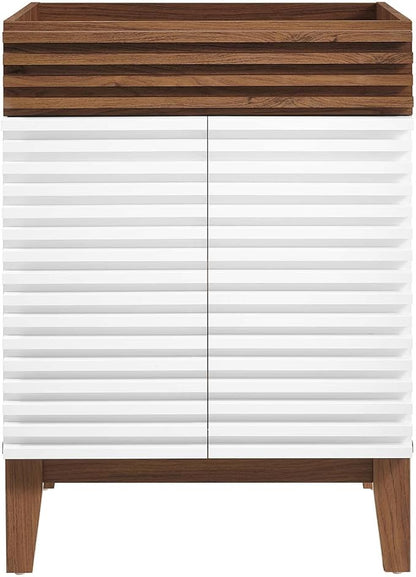 Modway Render Bathroom Vanity Cabinet in White Walnut - Sink Basin Not Included
