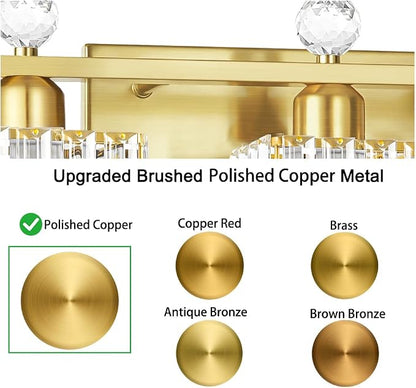 Lxybcce Bathroom Vanity Lights Over Mirror - Easy Installation with Clear Guide, 5-Light Shadow-Free Design, Gold Crystal Finish - for Modern Home Bathroom Lighting Fixtures in DIY Projects