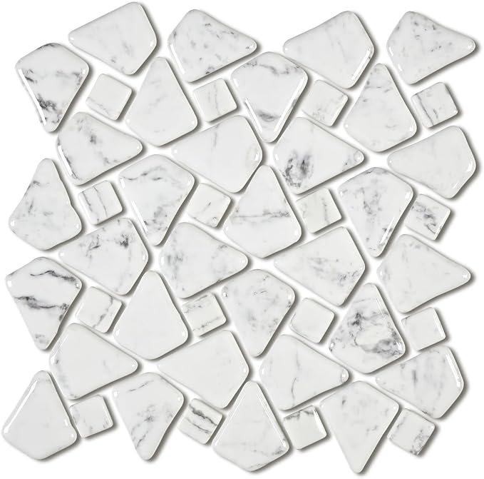 5 Sheets Square Marble Mosaic Wall and Floor Tiles for Bathroom and Kitchen 12.2 * 12.2 Inches 1.03 sq.ft