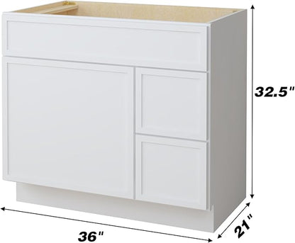 HomeBeyond 72 Inches Bathroom Vanity Base Cabinet Without Sink, Double Sink Top with Door & Soft Closing Drawers, Sturdy Floor Mounted Cabinet 2-Door 4-Drawer, White