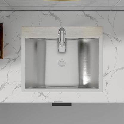 Sarlai Stainless Steel Bathroom Sink Drop in - 21"x17" Bathroom Vanity Sink Stainless Steel Rectangle Topmount Bathroom Lavatory Restroom Sinks Basin with Pop Up Drain