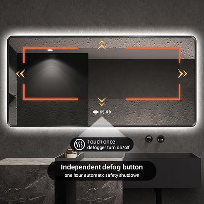 66" x 36" Black LED Bathroom Mirror with Lights - Motion Sensor | Smart Backlit Mirror Bathroom, Anti-Fog, 3-Color Stepless Dimmable, Memory Function, Metal Framed Rounded-Corner Rectangle