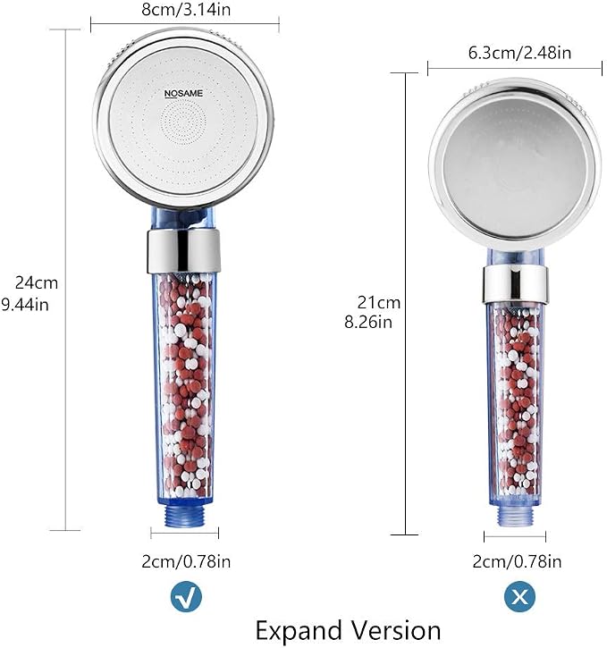 Nosame Shower Head, Filter Filtration High Pressure Water Saving 3 Mode Function Spray Handheld Showerheads 1.6 GPM for Dry Hair & Skin SPA | Filter Filtration High Pressure Water Saving 3 Mode Function Spray Handheld Showerheads 1.6 GPM for Dry Hair &...