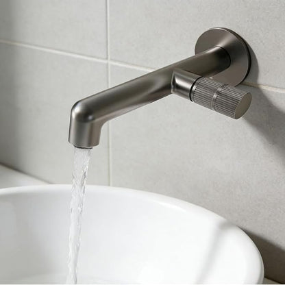 BiaoTeng Concealed Faucet for Bathroom Sink Wall Mount Hot and Cold Brass Faucets for Bathroom Sinks Single Hole Grey