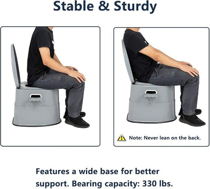 VINGLI Portable Detachable Camping Toilet | Splash-Proof Commode with Odor-Seal Lid | Compact Sanitation Solution for RV, Emergency, Outdoor Use, Grey