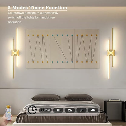 Modern LED Bathroom Vanity Light, Dimmable Vanity Light Fixture, Gold Bathroom Light Fixtures over Mirror, Wireless LED Wall Sconce with Remote Control, 39.17 Inch Wall Light for Bedroom, Living Room
