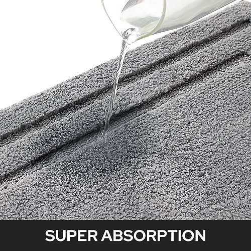 HOMEIDEAS Bathroom Rugs Sets 2 Piece, Super Soft Non Slip Bath Mat Grey