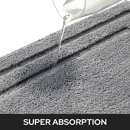 HOMEIDEAS Bathroom Rugs Sets 2 Piece, Super Soft Non Slip Bath Mat Grey