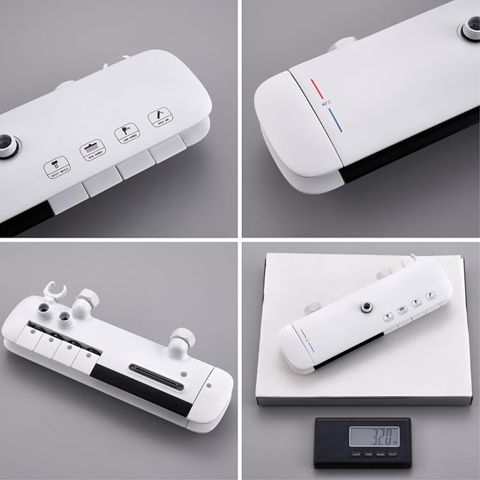 BEITH Thermostatic Shower System, 4 Piano Keys Shower Faucet Set, 31x20cm Square Shower Set, Digital Display, 360° LED Ambient Light, Hydroelectric Power, with Bathtub Faucet, Booster Spray Gun