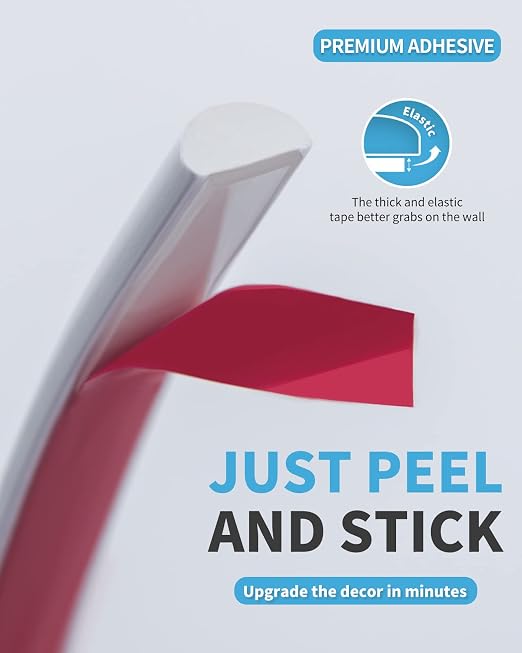 Art3d 10 ft Peel and Stick Flexible Molding Trim for Wall Tile Edge, White | Durable, Waterproof, Oil-Proof, Superior Adhesive, Useful, Easy to Clean, Ideal for Mirror Edges, Accent Walls, Backsplashes