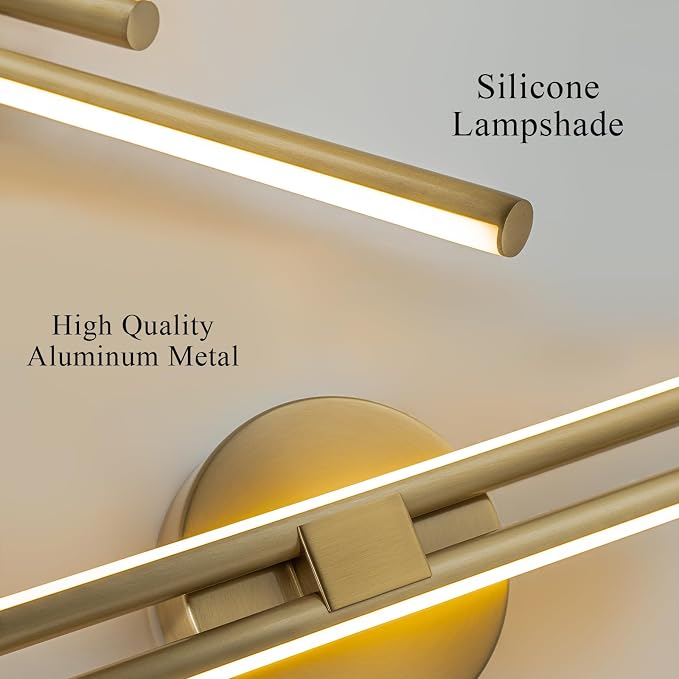 EDISLIVE Dimmable Modern LED Vanity Light Fixtures Bathroom Vanity Wall Lighting, 23.6 in Mirror Vanity Lighting Fixtures for Bathroom Bedroom Makeup Living Room,3000K Warm Light(Gold)