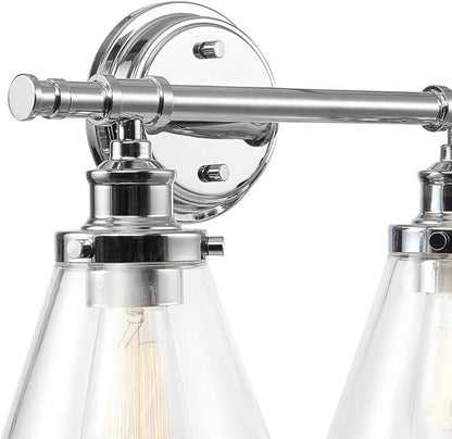 GLOBE Electric 51412 Parker 2-Light Vanity Light, Chrome, Clear Glass Shades