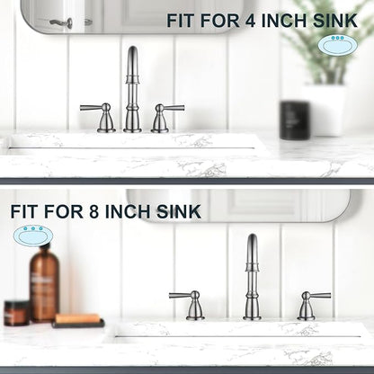 CREA Widespread Bathroom Faucet 3 Hole 8 inch Faucet Brushed Nickel with Pop Up Drain 2 Handle 4 inch Sink Faucets for Vanity Lavatory Basin Restroom Bath