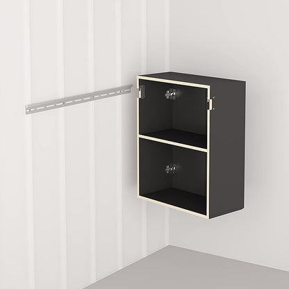 Prepac HangUps 24” Wall Mount Storage Cabinet, Ideal Bathroom, Laundry, Kitchen, Office, Garage Cabinet for Organization and Extra Storage, Attaches to Wall Mounted Rail, 24”W x 30”H, 12”D, Black