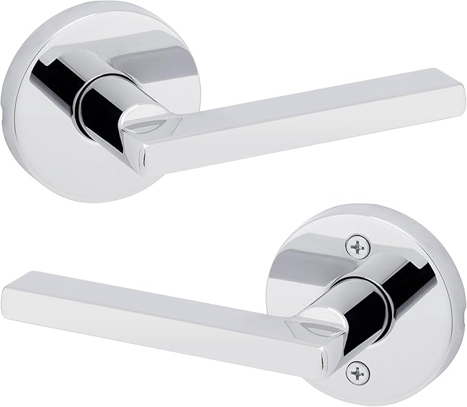 Kwikset Halifax Interior Passage Door Knob, Round Handle for Closet and Hallway Doors, Non-Locking Doorknob in Polished Chrome, with Microban Protection