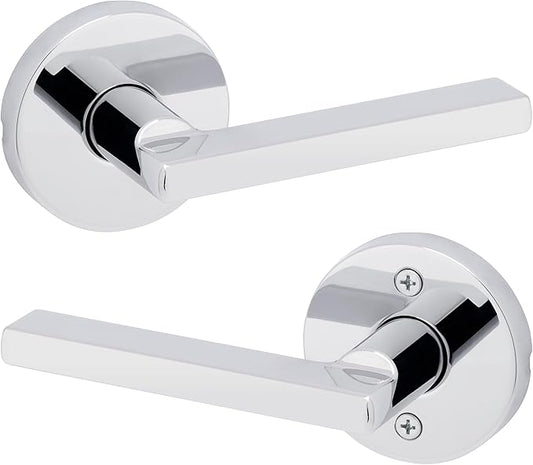 Kwikset Halifax Interior Passage Door Knob, Round Handle for Closet and Hallway Doors, Non-Locking Doorknob in Polished Chrome, with Microban Protection