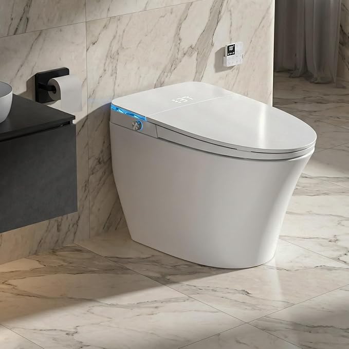 Smart Toilet with Bidet Built in by Onirap, Bidet Toilet with & Heated Seat, Tank Built in, Auto Flush and Close, Warm Water, Night Light and ADA Comfort Height for Bathroom,V12E