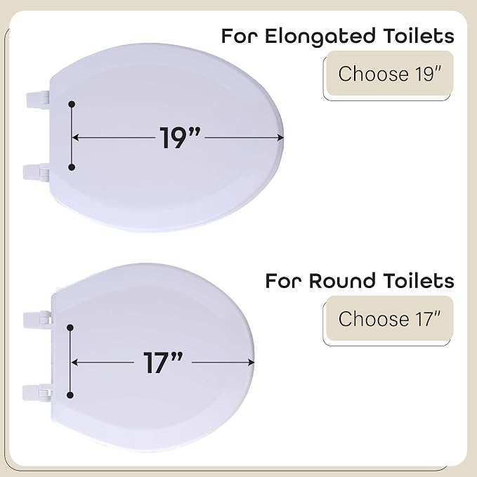 Elongated Wood Toilet Seat, White, 19 in, Fits All Elongated Size Fixtures | Toilet-Seat Construction: Contoured Seat Profile and Durable Finish Create a Polished Fixture Update.