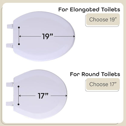 Elongated Wood Toilet Seat, White, 19 in, Fits All Elongated Size Fixtures | Toilet-Seat Construction: Contoured Seat Profile and Durable Finish Create a Polished Fixture Update.