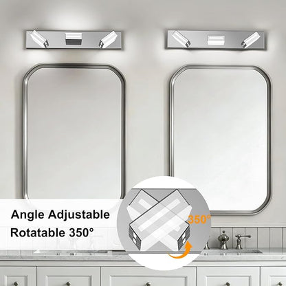 LED Modern Bathroom Light Fixtures, 3-Light 24-Inch Dimmable 5CCT Adjustable Chrome Vanity Lights for Bathroom Lighting Fixtures Over Mirror, 350° Rotatable Wall Lamp