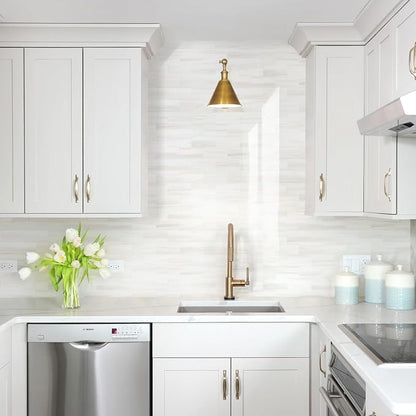 STICKGOO 10-Sheet Subway Tile Peel and Stick Wall Tiles, Seamless Design Polished Dolomite Kitchen Backsplash, PVC Stick on Tiles for Kitchen, Bathroom, RV, Fireplace