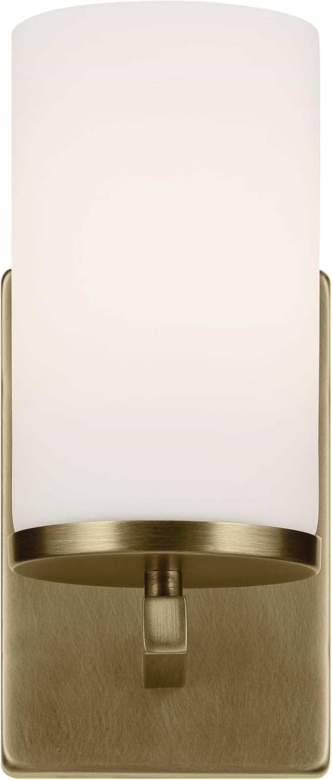 Crosby 4.5" 1-Light Wall Sconce with Satin Etched Cased Opal Glass in Natural Brass, for Bathroom, Powder Room, Hallway, Kitchen, Bedroom, Fireplace, (4.5" x 9.25"), 45495NBR