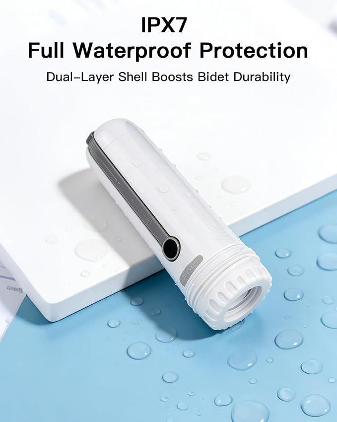 Portable Bidet for Travel, 800mAh Electric Handheld Bidet with 380ml Bottle | Rechargeable Handheld Bidet Sprayer, Peri Bottle for Women & Men, Works with Warm Water, Personal Hygiene Care