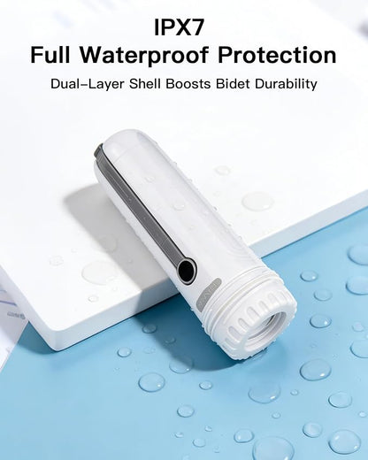 Portable Bidet for Travel, 800mAh Electric Handheld Bidet with 380ml Bottle | Rechargeable Handheld Bidet Sprayer, Peri Bottle for Women & Men, Works with Warm Water, Personal Hygiene Care