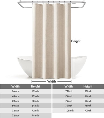 MIULEE Linen Fabric Shower Curtain Cream Beige W48*L72 8 Metal Hooks | Modern, Heavy Duty, Curtain Set, Waterproof Neutral Thick Cloth Shower Curtains, Bathroom Bathtub, Washable